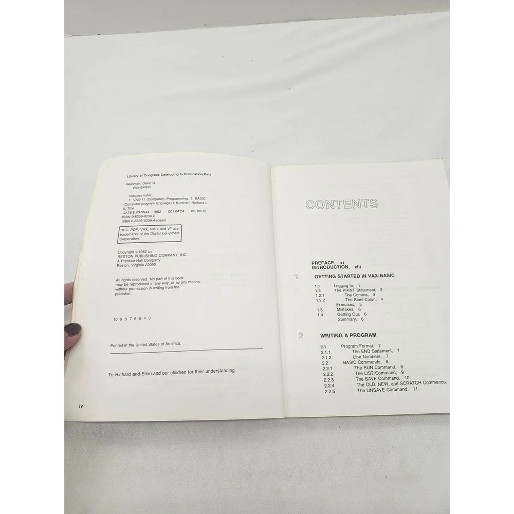 Vintage 1983 VAX BASIC Computer Programming Book David Weinman Barbara Kurshan